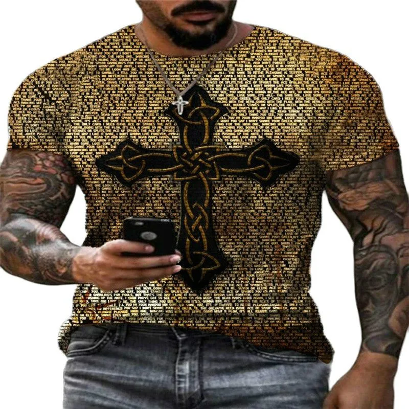 

Men's 3D printed short-sleeved T-shirt funny expression shirt retro round neck Harajuku style hot product in 2021