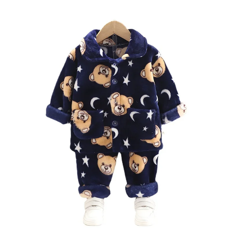 New Autumn Winter Baby Girls Clothes Children Sleepwear Fashion Cartoon Long Sleeve Top Pants Toddler Boys Costume Kids Pajamas