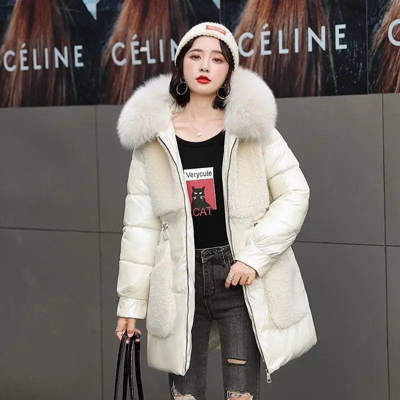 

Winter 2020 New Bright ColorPatchworkWomen's Cotton-paddedClothes Hooded Cotton-padded Jacket