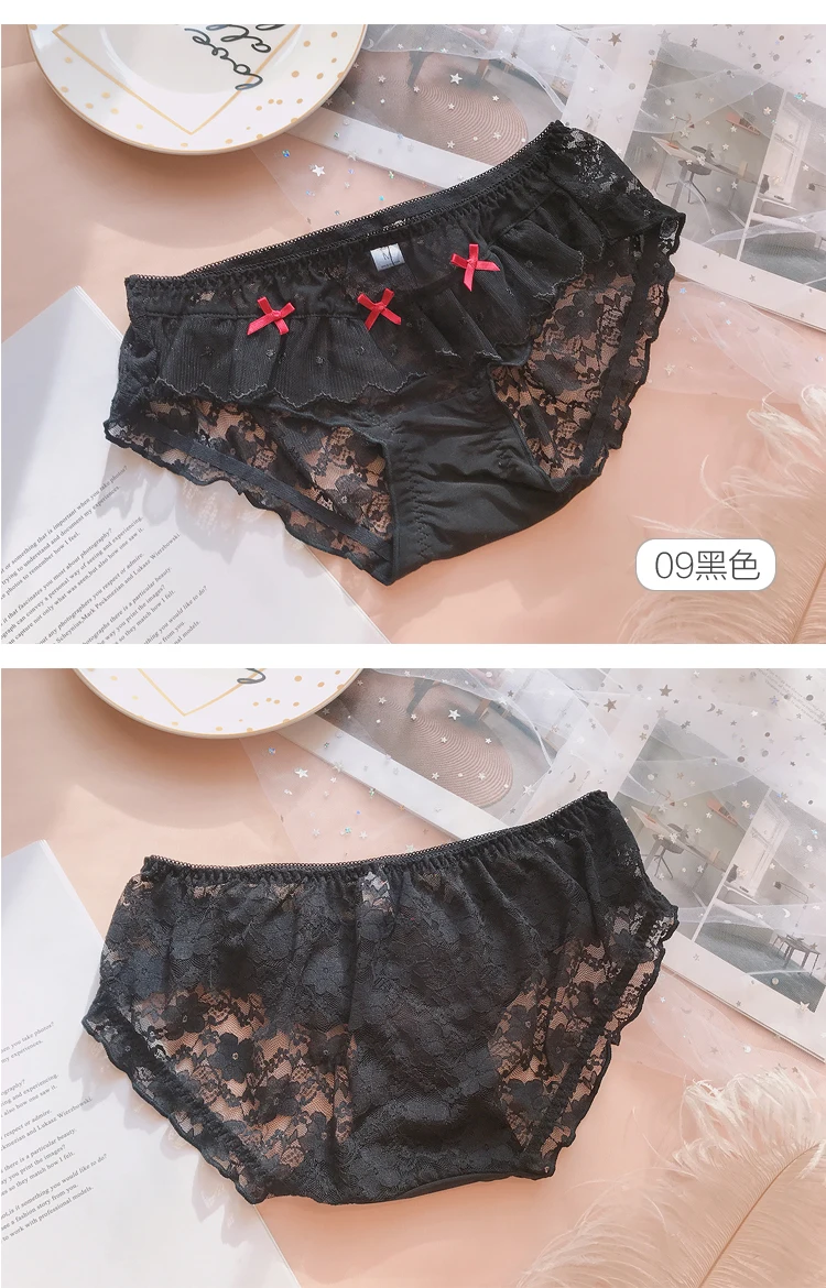 3 шт., японские милые Лолиты для девочек, Kawaii Nets, пряжа с бантом, кружевные трусы принцессы с рюшами, Трусы средней длины, маленькое сказочное нижнее белье, трусы