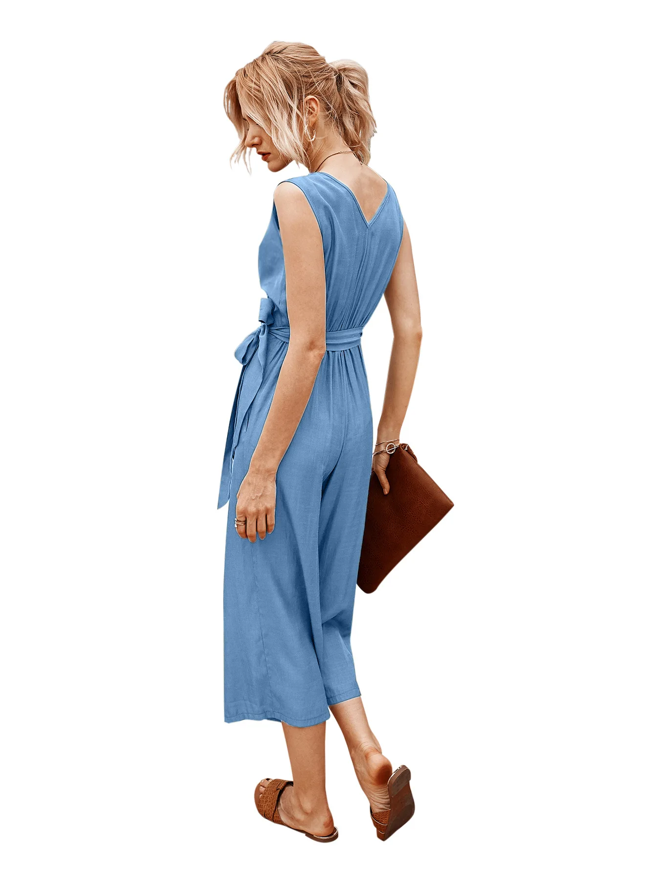 Богемный летний сексуальный элегантный комбинезон без рукавов комбинезоны