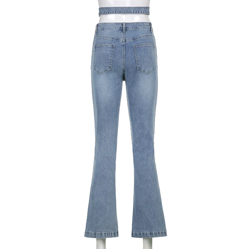 

Waatfaak 90S Denim Distressed Blue Straigh Jeans Punk Chain Patchwork Split High Waist Streetwear Baggy Jeans Black Y2K Vintage