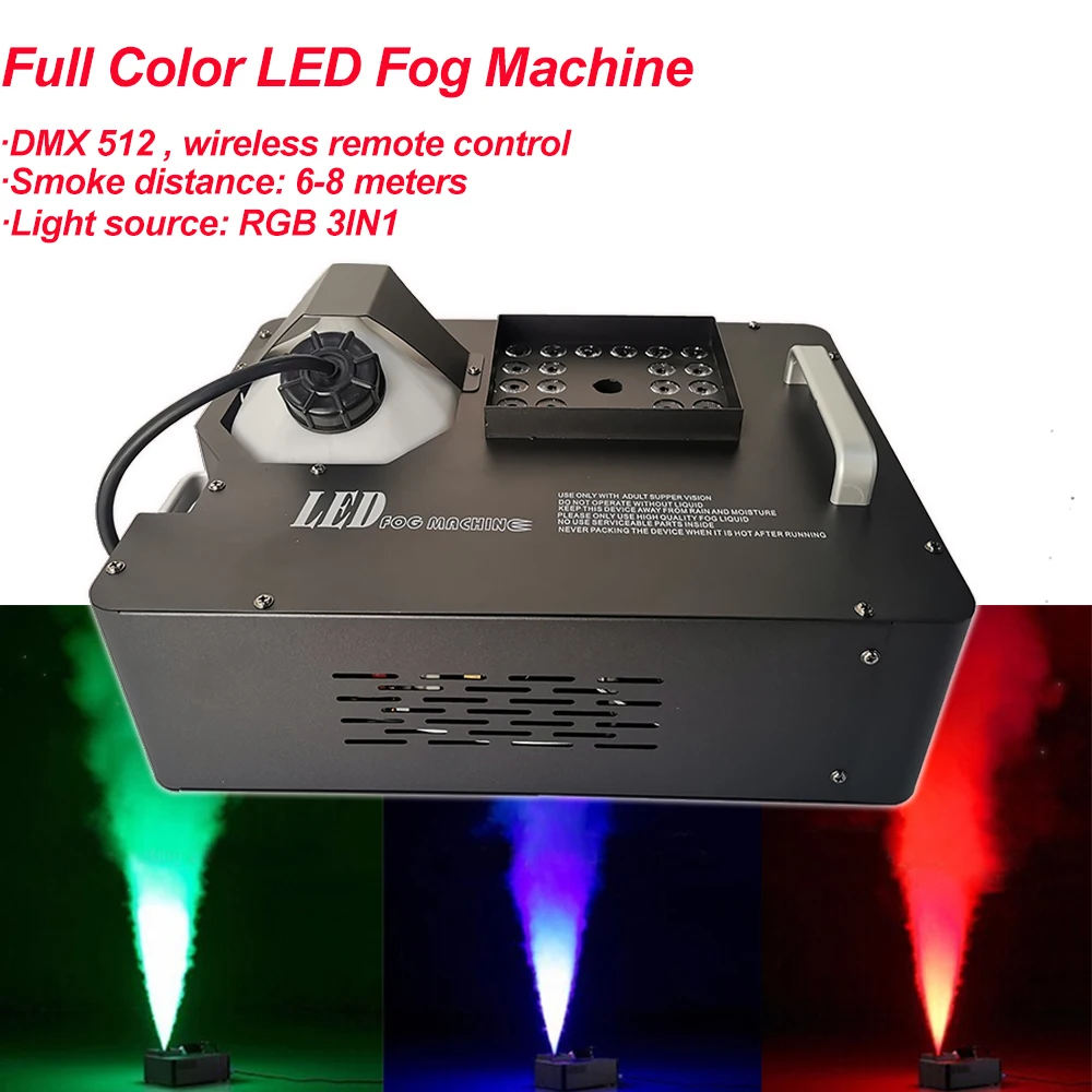 

1500W Full Color LED Fog Machine Vertical Fogger Smoke Machine 24x3W RGB 3IN1 Color LED Colorful Fog Machine For Stage Lights