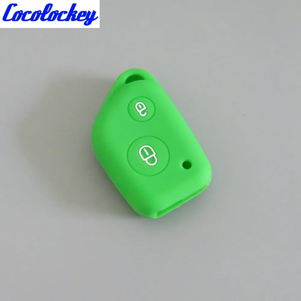 Cocolockey силиконовый чехол для автомобильных ключей для peugeot 106 205 206 306 405 406 для Citroen Berlingo Xsara Picasso Saxo 2 кнопки - Название цвета: Green