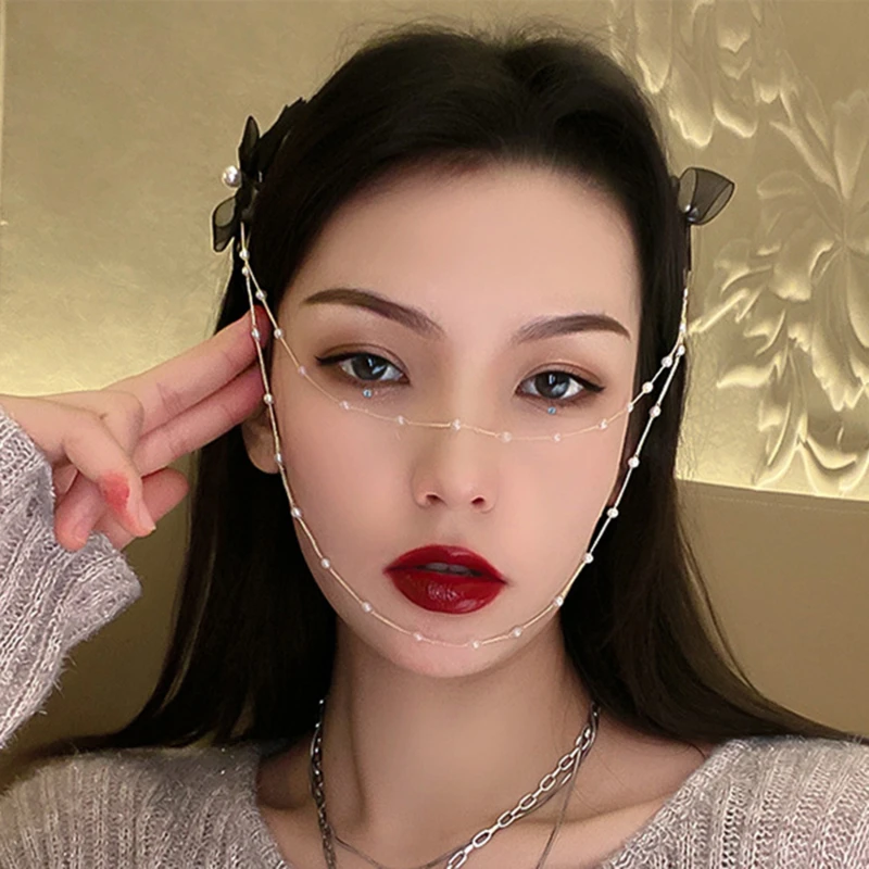 

Korean Temperament Pearl Tassel Chain Hairpin Bow Super Fairy Girl Side Clip Spring Clip Net Hairpin Red Hair Accessories