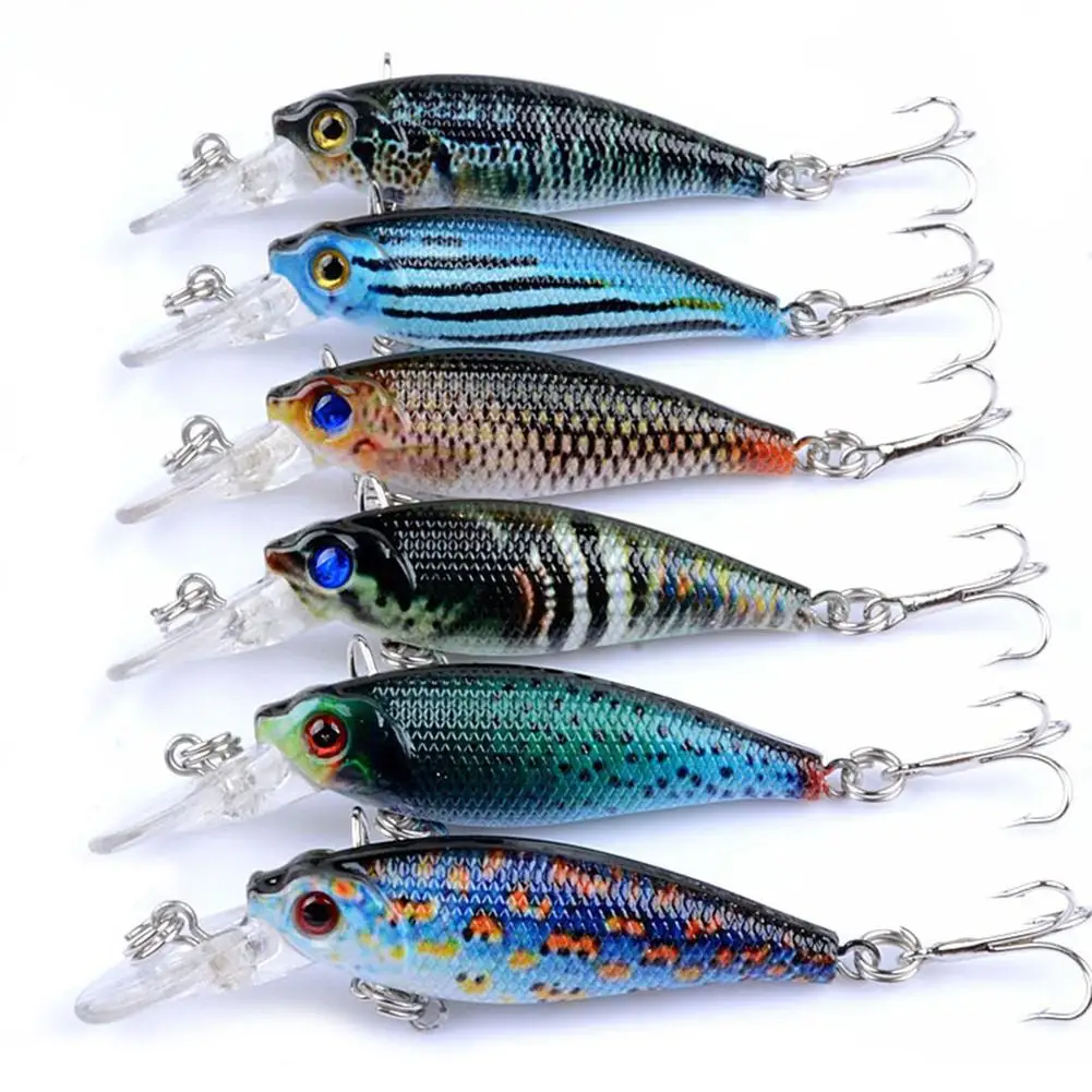 6.5cm Colorful 3D Eye Bionic Fish Fishing Plastic Hard Lures Floating Popper Minnow Crankbait Wobblers With 2 Hooks Bait Tool | Спорт и