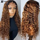 13x 4 парики из человеческих волос на сетке спереди, хайлайтер, Омбре, блонд, предварительно выщипанные волнистые бразильские волосы Remy 13x 4, парик на сетке спереди для женщин