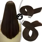 Лента для наращивания Moresoo, темно-коричневые волосы, Бразильская машина, человеческие волосы без повреждений, клейкая Гладкая натуральная прямая лента