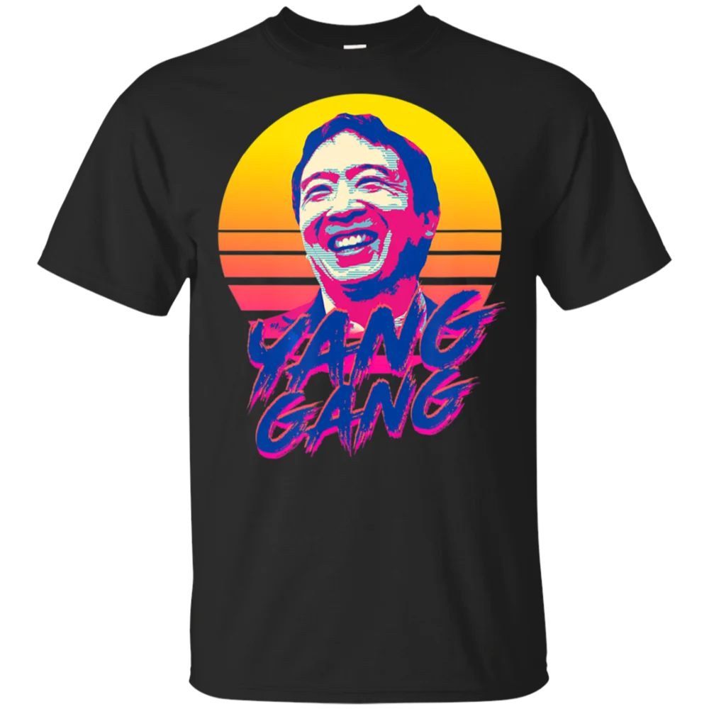 Andrew Yang for President Gang 2020 Synth Wave Vapor T-Shirt Black Men's Brand Designs Fashion Crew Neck Movie | Мужская одежда
