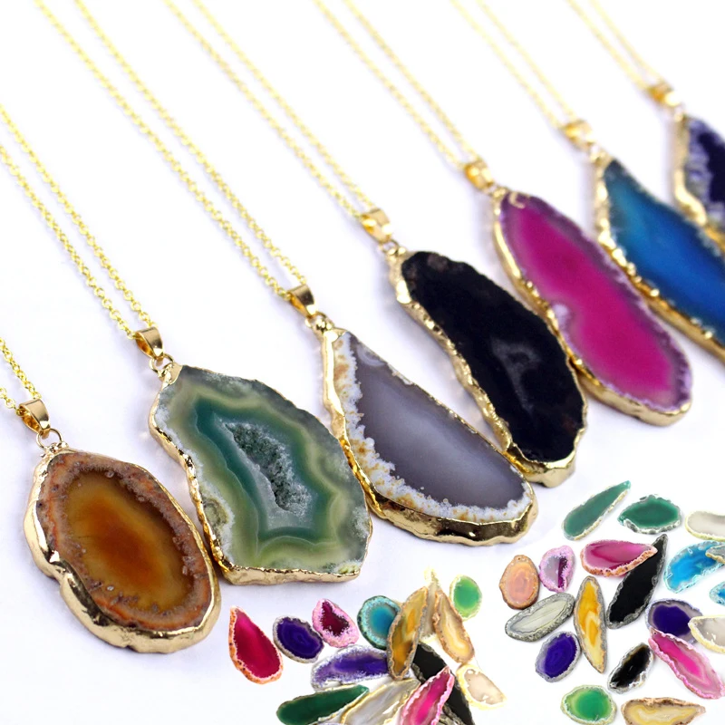 

DIY Agate Stone Pendant DIY Jewelry Findings Marble Charms Pendants for Bracelet Necklace Making Classic Colorful Stone Pendant