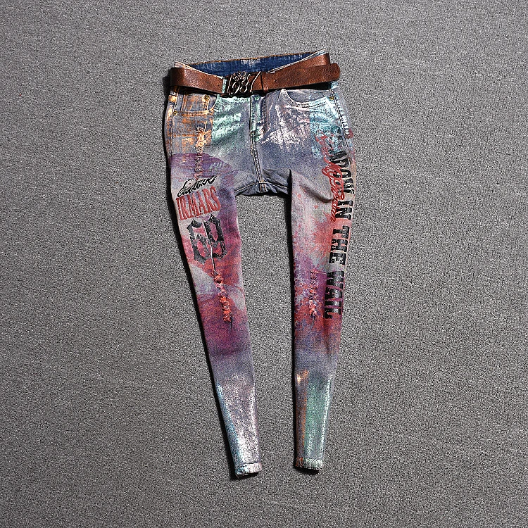 Джинсы с 3d-аппликацией LUCKY STAR элегантные Прямые рваные джинсы винтажным рисунком