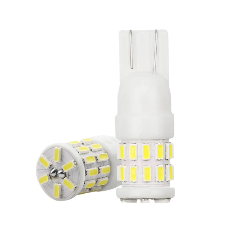 

2pcs T10 3014 30SMD W5W LED Bulbs 194 168 Ceramics Car Interior Lights Wedge Door Reading Side Bulb Plate Lamp Auto White 12V