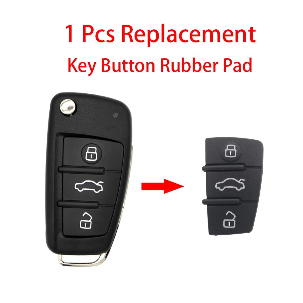 Rubber Pad WhatsKey Складной Дистанционный флип-чехол для автомобильного ключа 3 кнопки для Audi A3 A4 A6 A6L A8 Q7 TT замена ключа брелок чехол - Количество кнопок: Rubber Pad