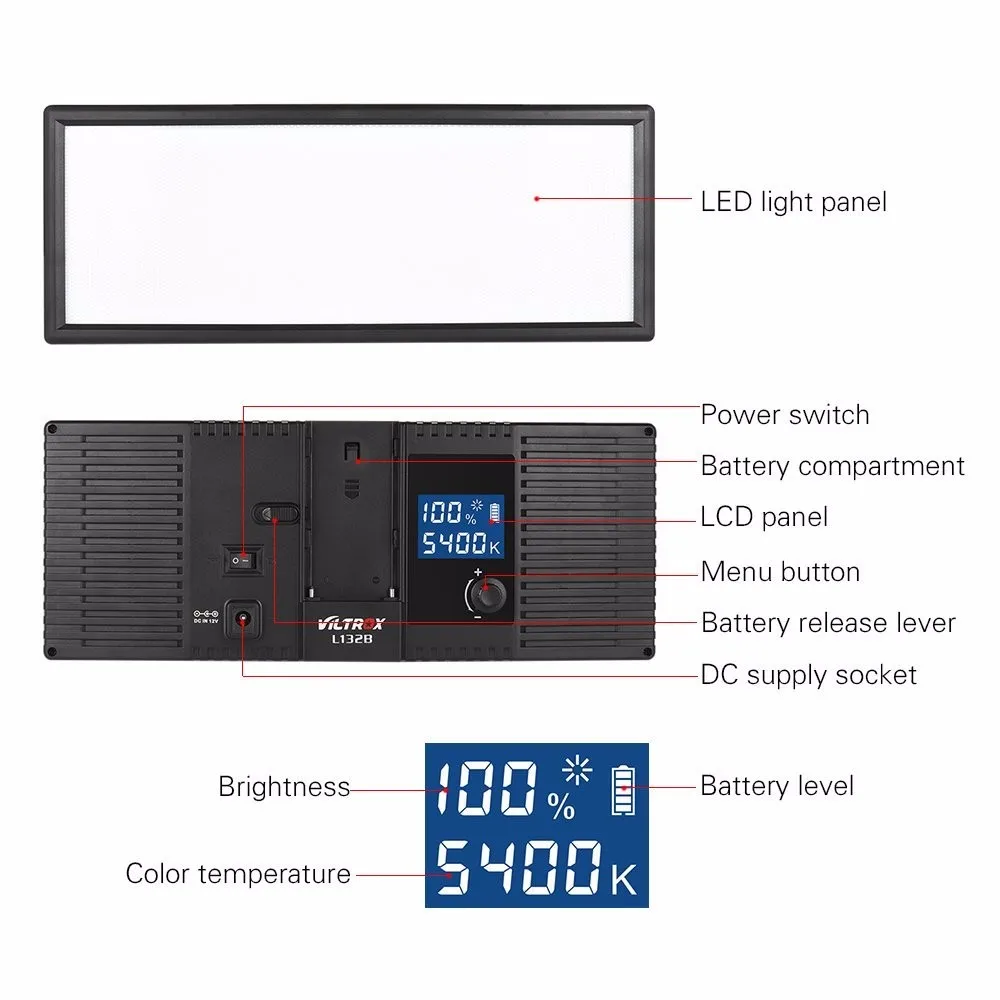 VILTROX L132T 0 78 &quot/2 см ультра тонкий CRI95 5600K/3300K светодиодный видео светильник для
