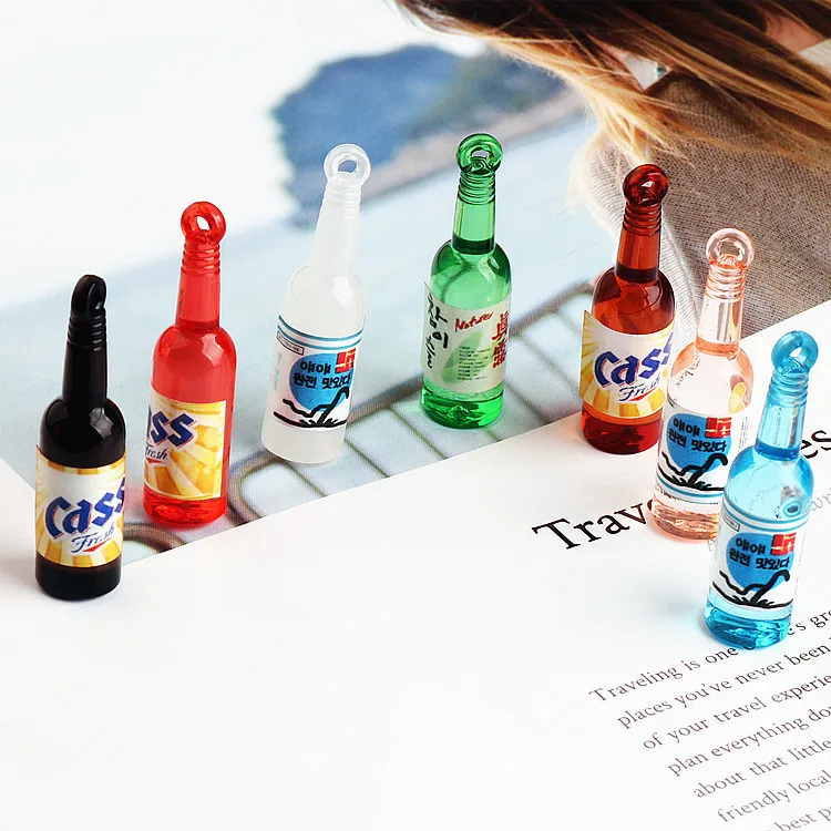 10 шт. корейские креативные серьги в виде бутылки shochu 3D чехол для телефона цепочка