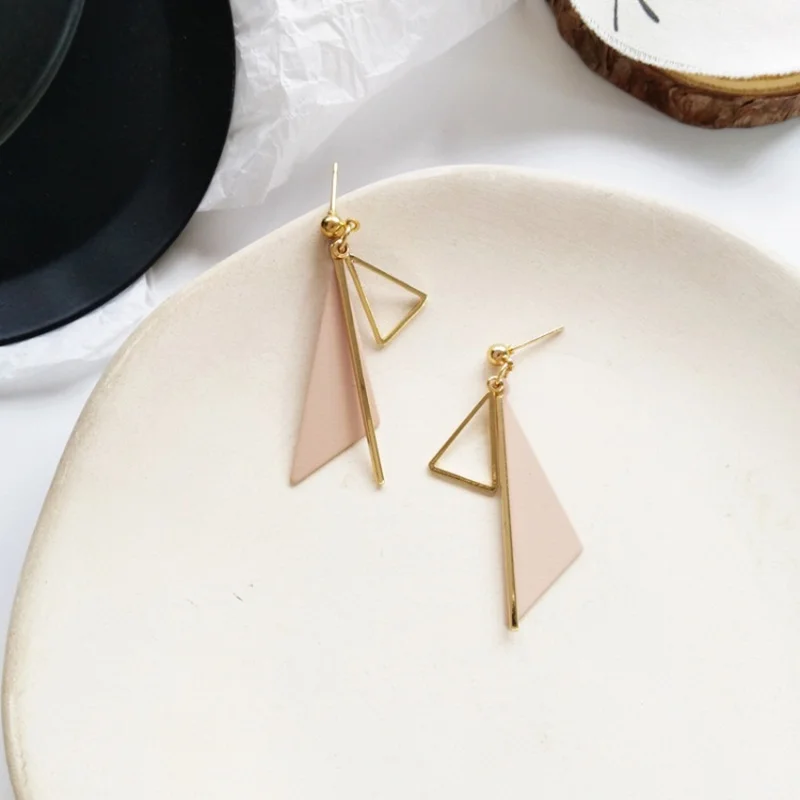 S925 иглы женские ювелирные изделия Висячие серьги золотое покрытие с трангл