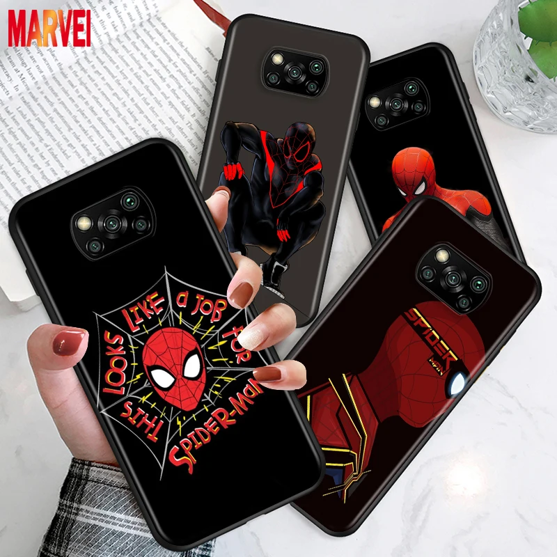 

Soft TPU Hot Marvel SpiderMan Art For Xiaomi Poco X3 NFC M3 M2 X2 F3 F2 Pro C3 F1 Mi Play Mix 3 A2 A1 6X 5X Black Phone Case