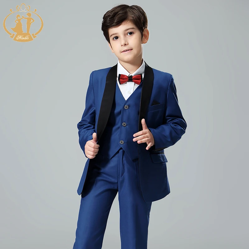 Nimble синий костюм для мальчиков Enfant Garcon детский Свадебный Блейзер смокинг 3