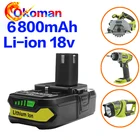 Литиевая батарея для Ryobi P107 P100 P102 P103 P104 P105 P107 P108 L10, 18 в, 6800 мАч, перезаряжаемая литий-ионная батарея для электроинструментов