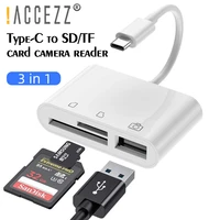 accezz type c card reader 3 in 1 otg adapter for mouse keyboard u disk mouse tfmirco sd adapter smart memory usb card reader