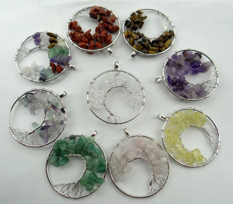 Натуральный камень дерево мудрости 7 чакр кварцевый кристалл тигровый глаз