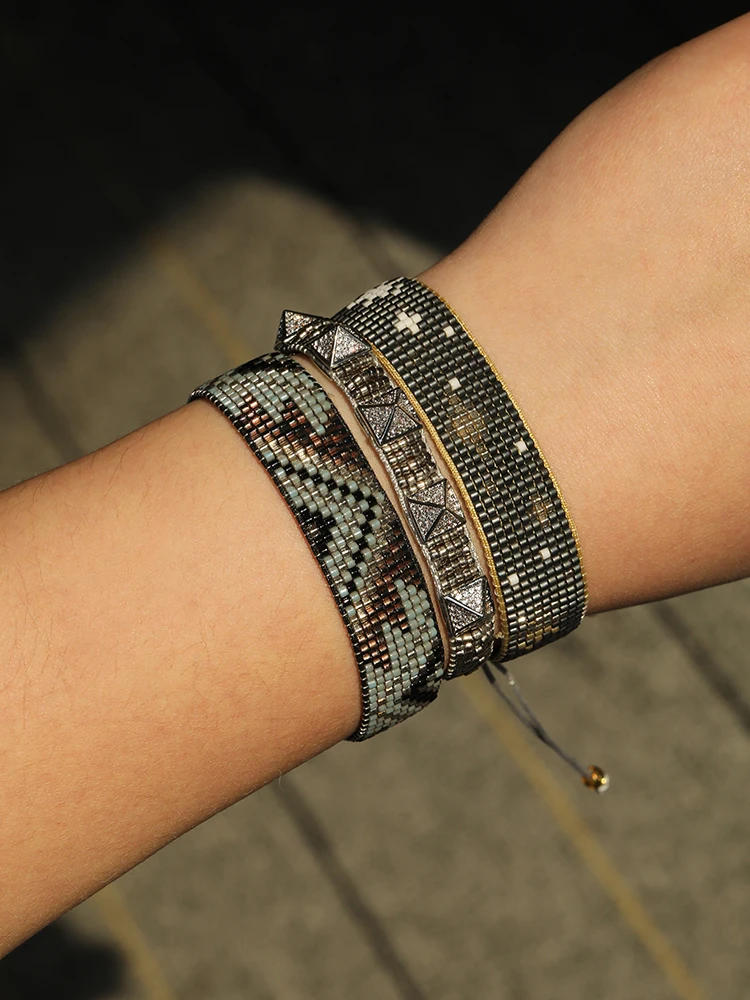 

YUOKIAA Handmade Braided Japan Bead Miyuki Bracelet for Women Zircon Rhinestone Rivets Pulseras Bijoux Friendship Boho Bracelets