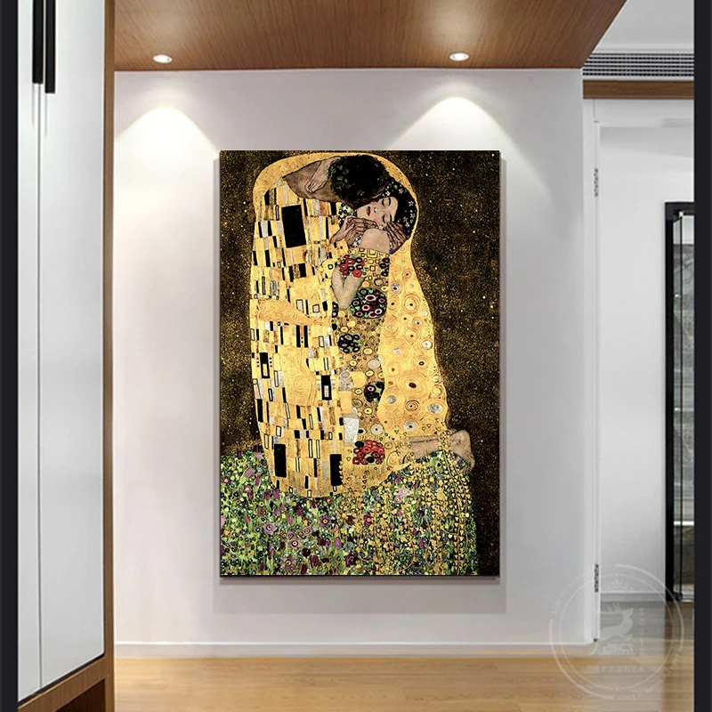 Знаменитая фигурка Klimt Kiss картины на холсте печать Настенная картина для