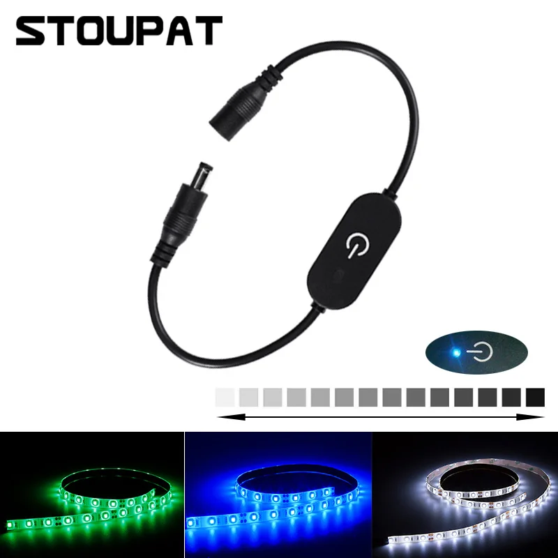 DC5V 12V 3A LED Dimmer Single Color Touch Switch for 2835 5050 SMD COB Strip Light Brightness with DC Plug Kitchen Home |