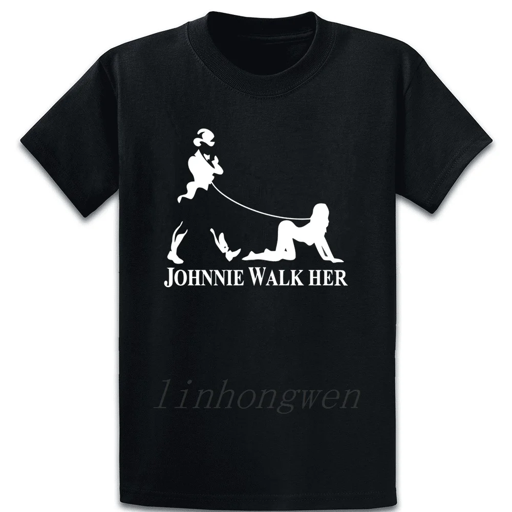Johnnie Walk Her Walker Мужская забавная футболка для виски Parody Базовая однотонная