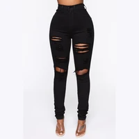 new 2021 spring fashion high waist mom jeans female ripped jeans for women black denim skinny jeans woman pencil pants