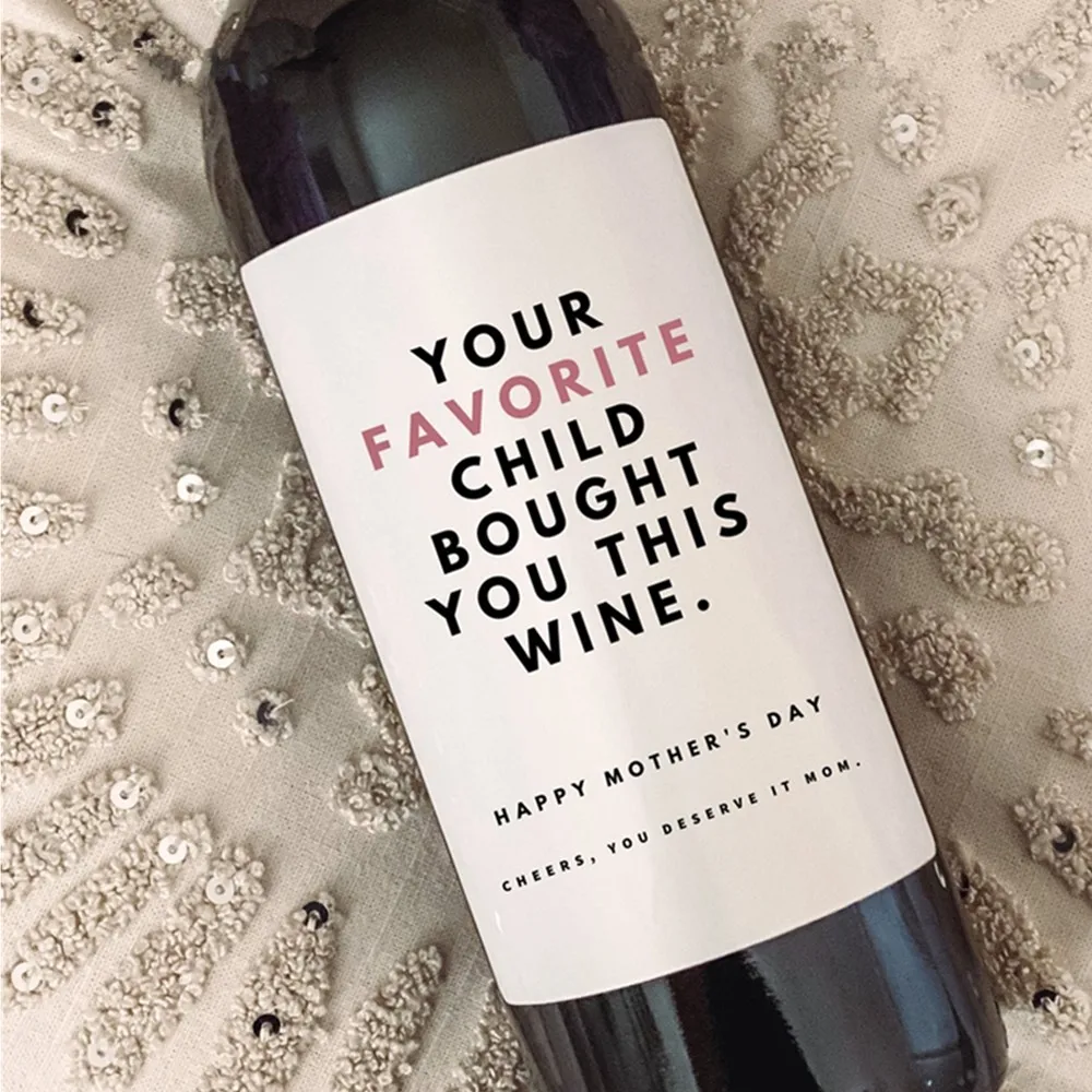 

Personalize text Mother's Day Wine Label, Customized Wine Bottle Stickers, Mother's Day Gift for Grandmather, Funny Mom Gift