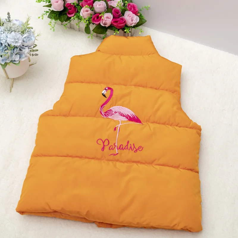 2019 зимний жилет куртка Женская мода вышивка без рукавов хлопковое пальто