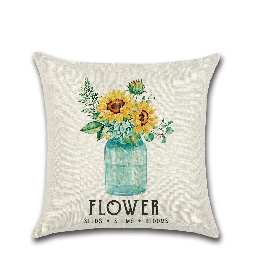 45*45 см новинка креативная Автомобильная наволочка с принтом подсолнуха и букв