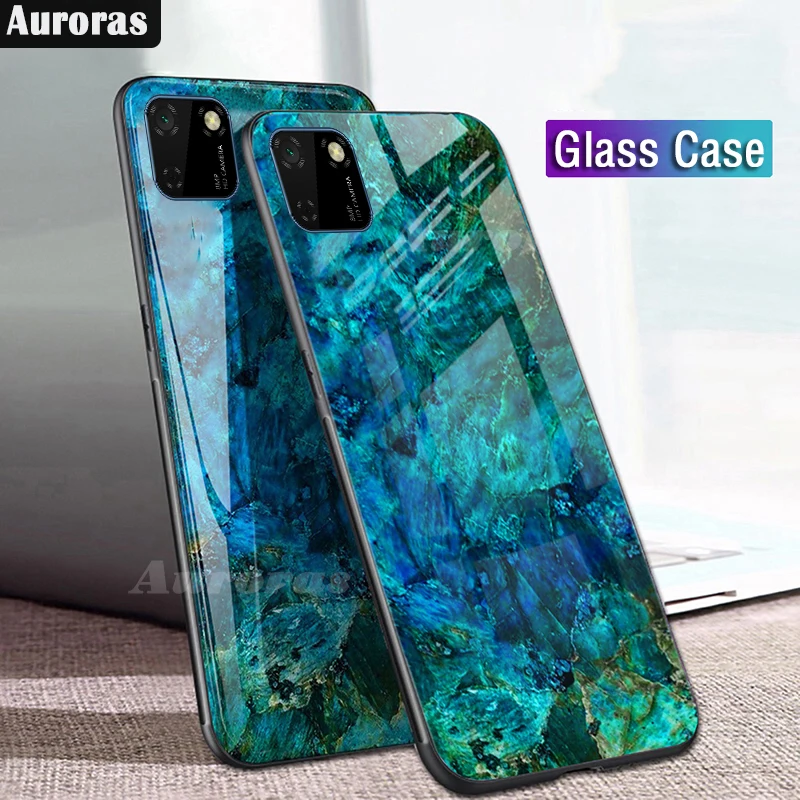 Auroras для Honor 9S чехол из закаленного стекла мягкая силиконовая рамка с мраморным
