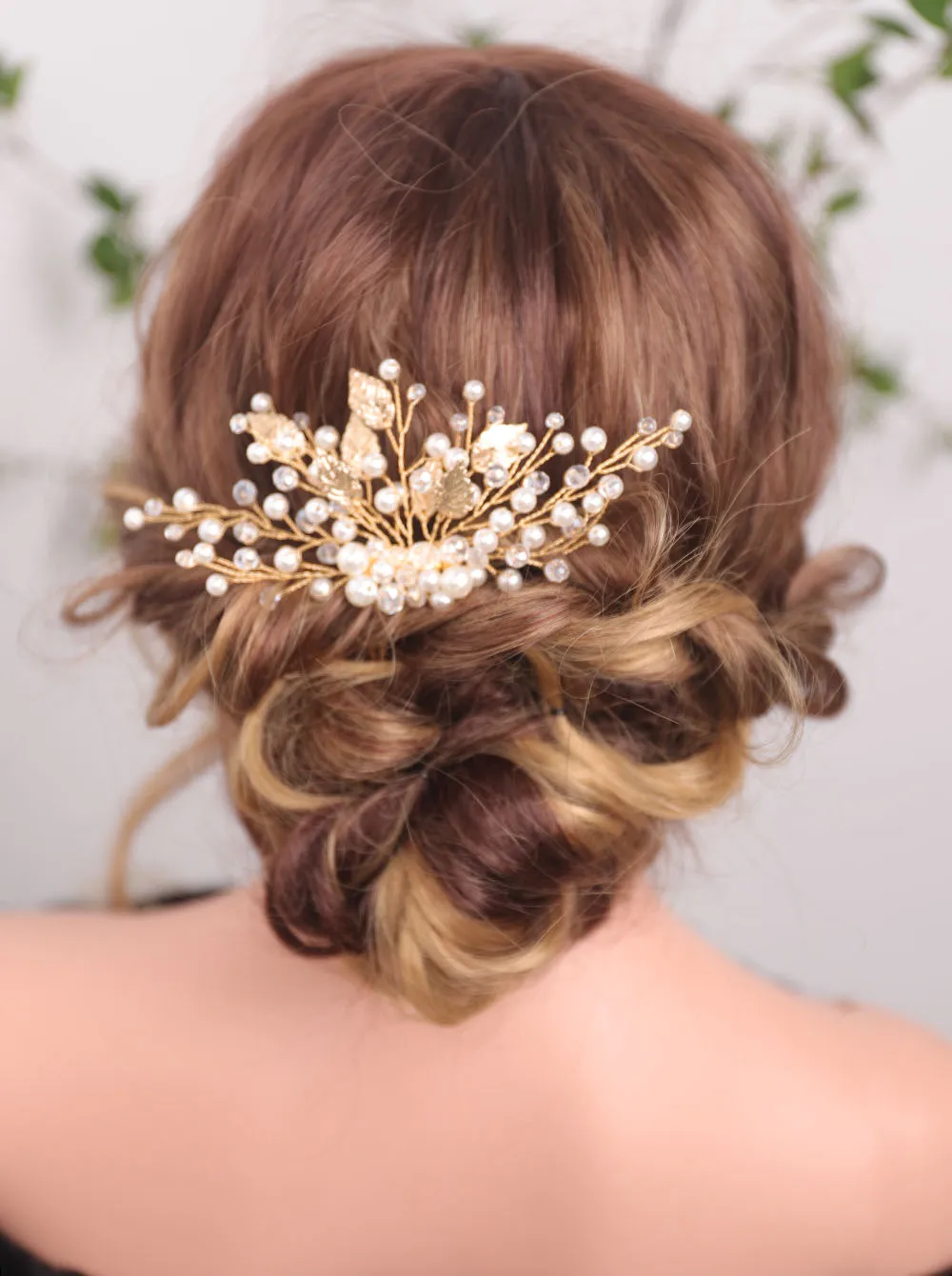 Золотой гребень для волос в виде листьев блестящий хрустальный головной убор с