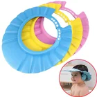 Регулируемая Шапочка Для ванны и душа для малышей, 2021, мягкая водонепроницаемая шапочка для защиты глаз и мытья волос, эластичная шапочка для шампуня для младенцев