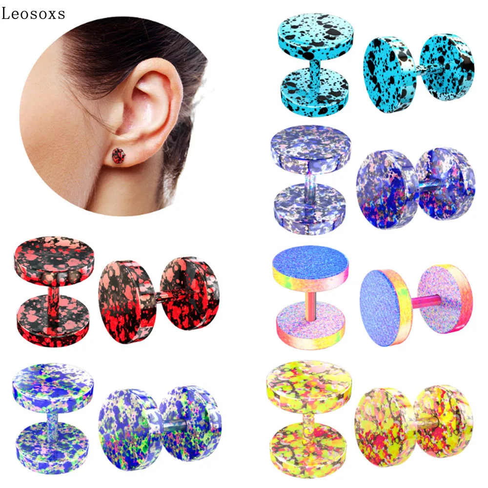 

Leosoxs 2 piece New style stainless steel paint fashion earrings earrings piercing jewelry