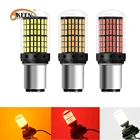 1 шт., Сверхъяркие светодиодные лампы Canbus 3014 144 SMD 1157 BAY15D P275 Вт, неполярность, без ошибок, автомобильный фонарь, не очень мигает, янтарная автомобильная лампа