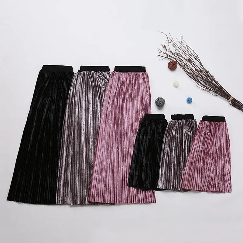 Mommy and Me Pleated Skirt Mother Daughter Half Dress Princess Clothes for Family Nlook Mama Mom Baby Kids Wedding Clothing Sets | Мать и
