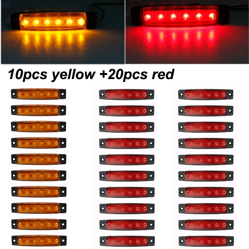 combo B 30 шт. 12/24V 6 светодиодный красный+ белый+ желтый прицеп пикап Боковые указатели поворота Габаритные светильник - Цвет: combo B