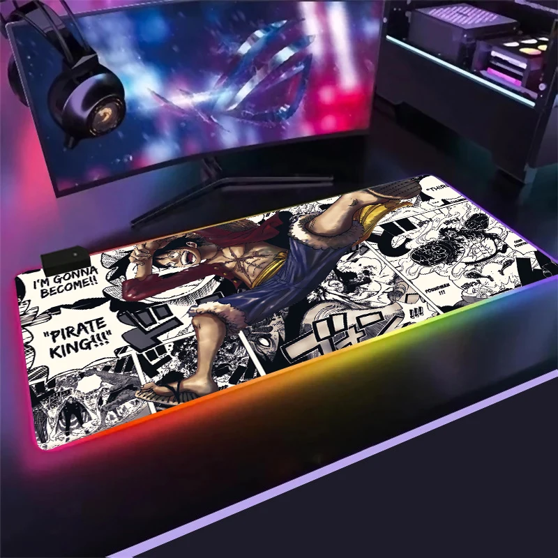 

One Piece Luffy Anime Large Lockedge Mouse Pad Game Player Computer RGB MousePad Desk Keyboard mouse pad led mouse pad mat gift