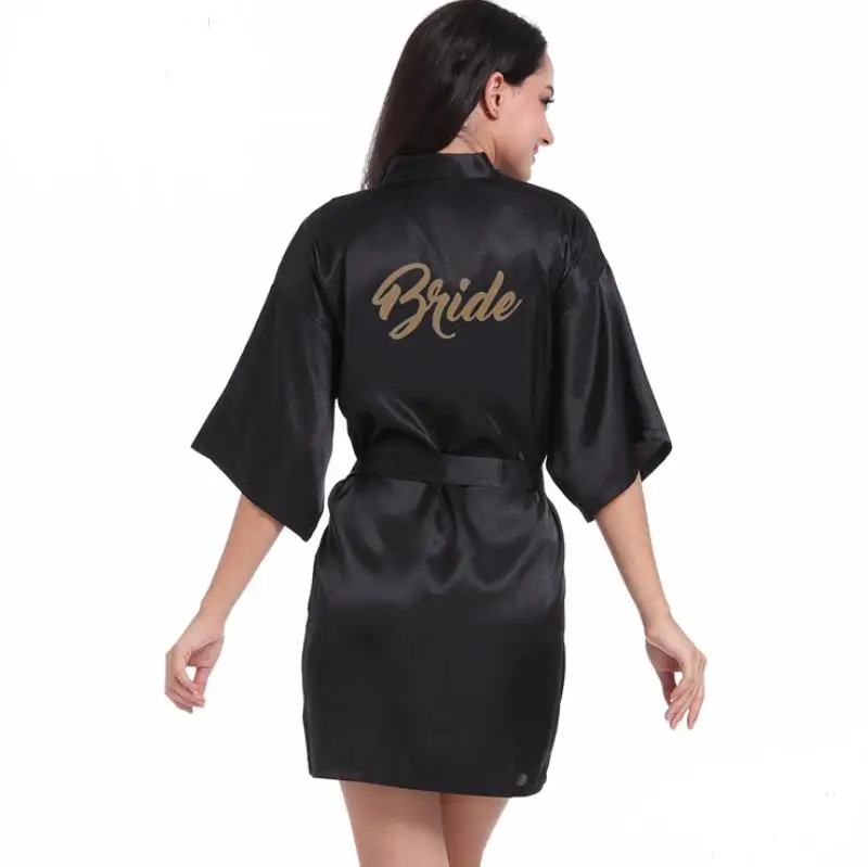 Халат женский атласный с надписью халаты для невесты и подружки халат белыми