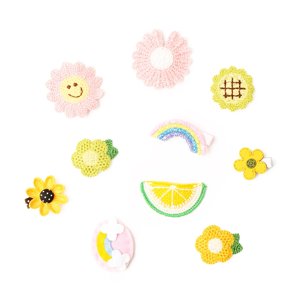 

2021 Winter New Cute Flower Hairpins Kids Wool Knitted Clip Hair Clips Lovely Simple Design Hairgrip Headwear Hair Accessories