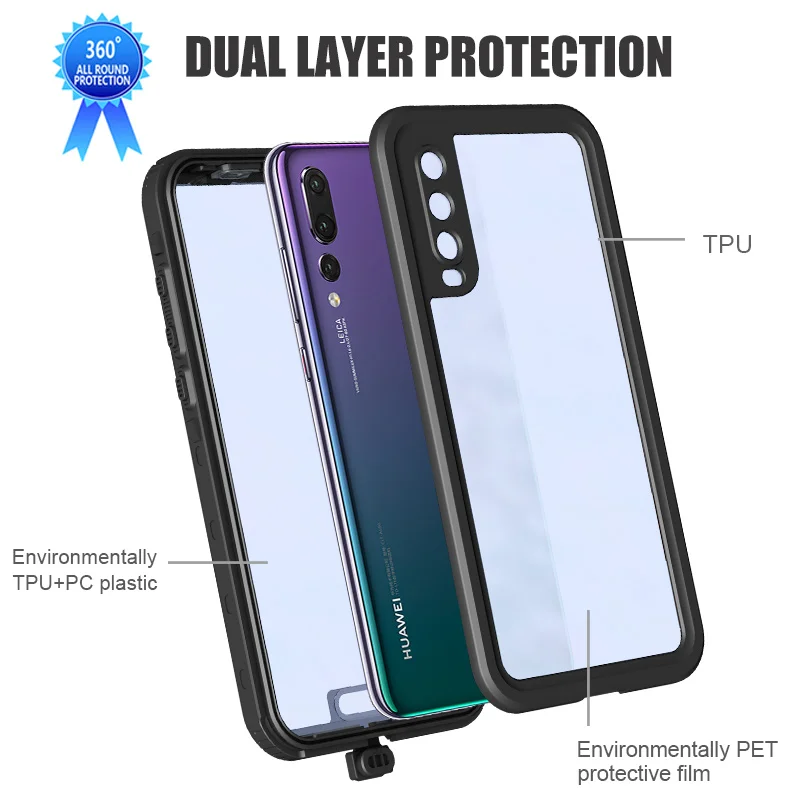 Для Huawei P20 Pro Lite P30 P40 водонепроницаемый чехол для плавания Mate 30 20 360 противоударный