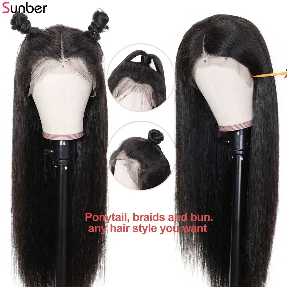 Sunber волосы поддельные головы кружева фронта человеческих волос парики для