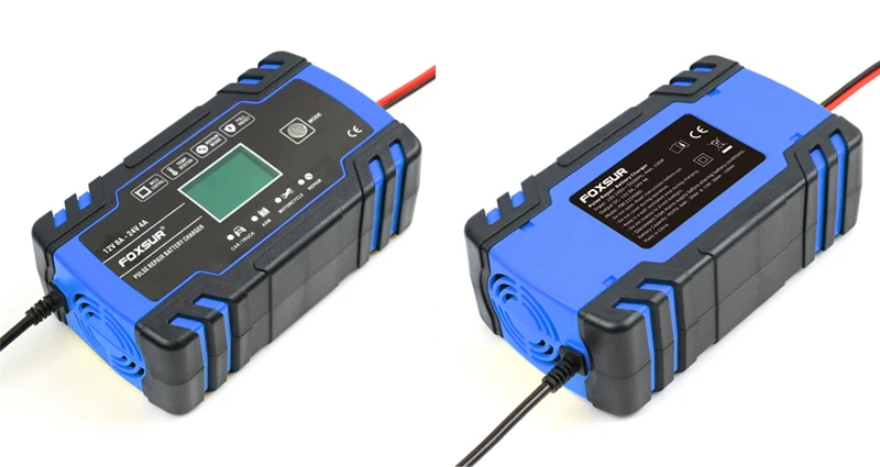 FOXSUR автомобиля Мотоциклетные батареи Зарядное устройство 12V 8A 24V 4A смарт-устройство для быстрой зарядки для AGM гель мокрый EFB свинцово-кислотный Батарея Зарядное устройство