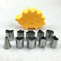 10pcset stainless steel vegetable fruit mini cutters with hedgehog shape box cake cookies cutter mold home cutting shape tools