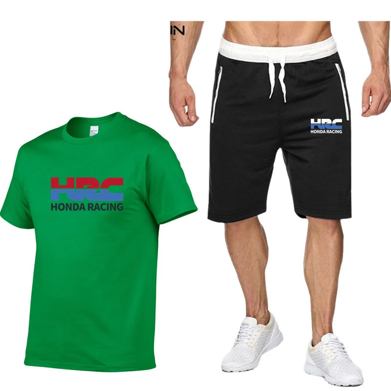 

2021Summer Men's T-shirt Set 2-piece Men's Sportswear Suit car Sports Fitness 3D Printed Short Sleeve + Men's Su