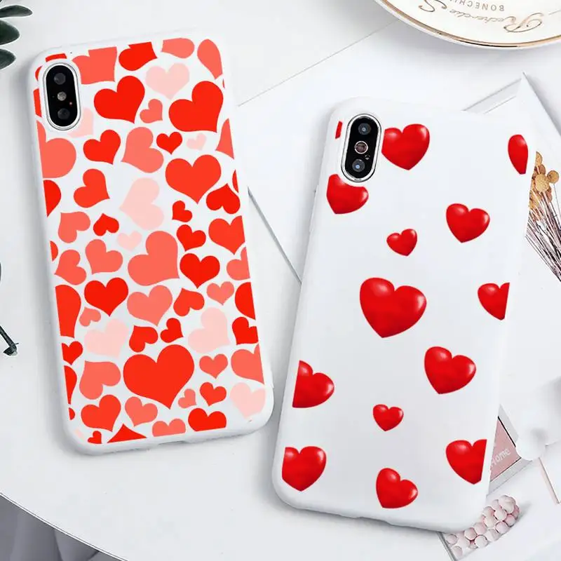 

cartoon cute Love heart red lovely Phone Case Candy Color for iPhone 6 6S 7 8 11 12 XS X SE 2020 XR mini pro Plus MAX funda