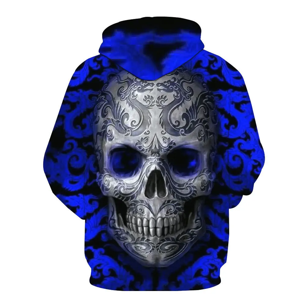 

CNUUIKOOEK Sweatshirts Men's 3D Silver Skeleton Printed Hooded Pocket Pullover Hoody Fashion Hooded Men's Hoodies